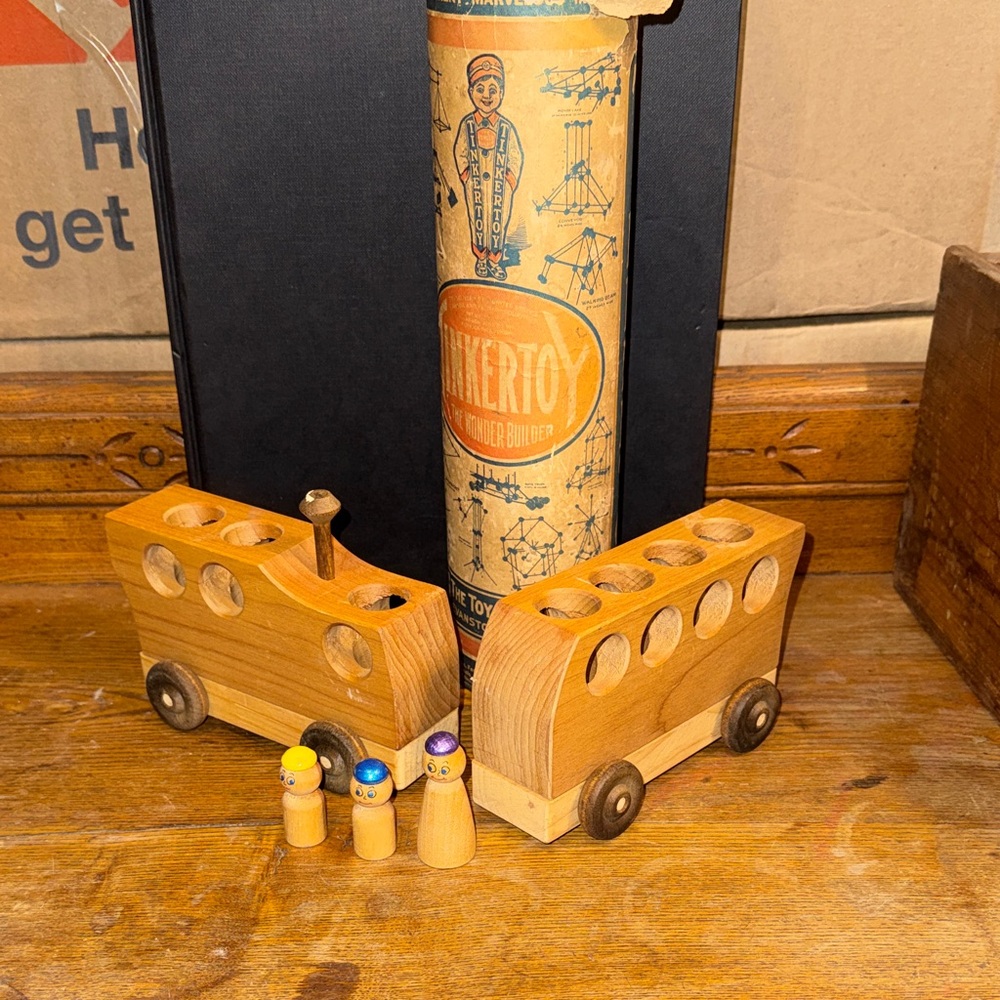 Vintage Wooden toy bundle Tinkertoy+
